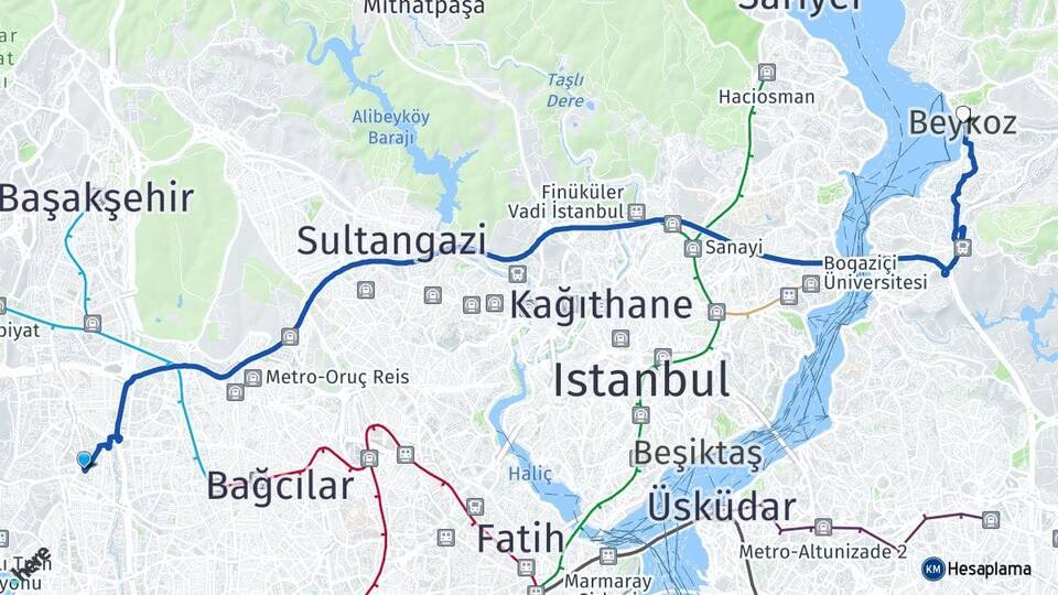 Halkalı Beykoz Arası Kaç Km - Yol Tarifi