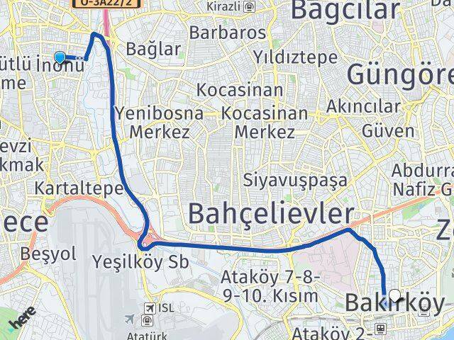 İnönü Bakırköy Arası Kaç Km - Yol Tarifi