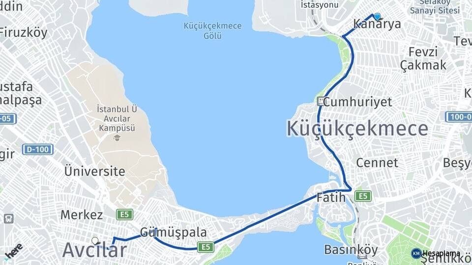 Kanarya Avcılar Arası Kaç Km - Yol Tarifi