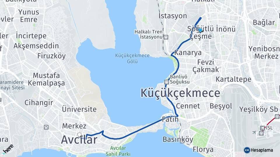 Söğütlü Çeşme Avcılar Arası Kaç Km - Yol Tarifi