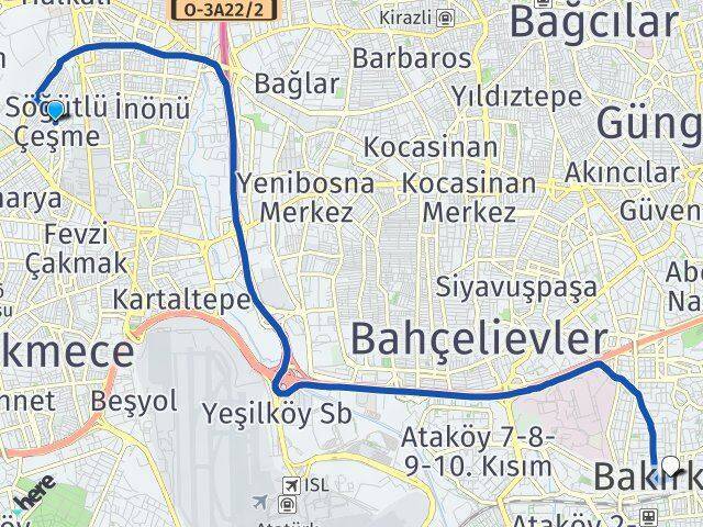 Söğütlü Çeşme Bakırköy Arası Kaç Km - Yol Tarifi