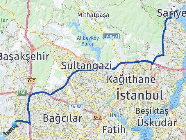 Söğütlü Çeşme Sarıyer Arası Kaç Km - Yol Tarifi