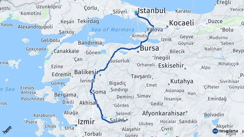 İstanbul Kula Manisa Arası Kaç Km - Yol Haritası