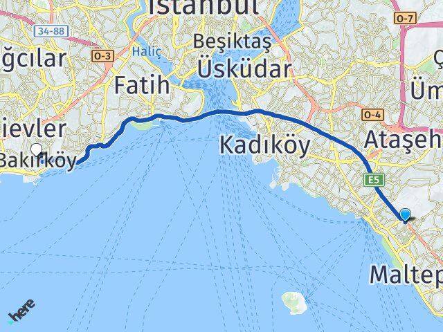 Aydınevler Bakırköy Arası Kaç Km - Yol Tarifi