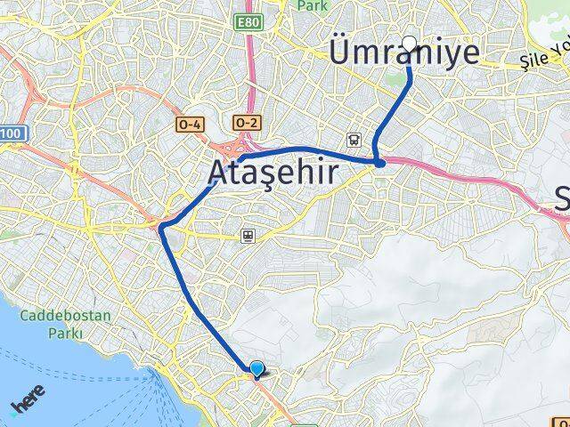 İstanbul Maltepe Aydınevler Ümraniye Arası Kaç Km - Yol Haritası