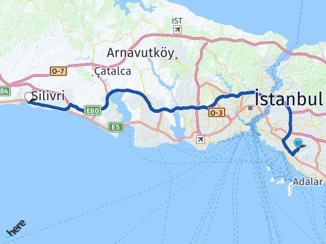 İstanbul Maltepe Başıbüyük Silivri Arası Kaç Km - Yol Haritası
