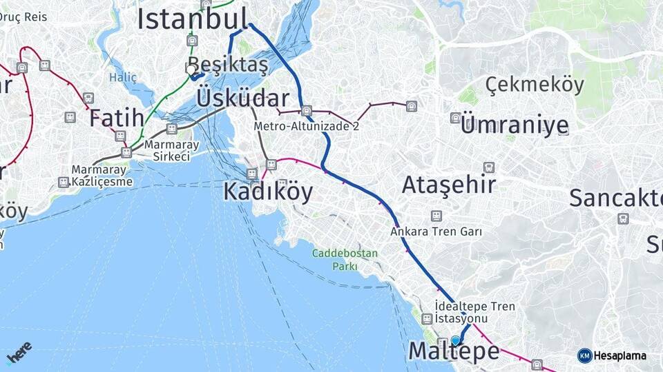 İstanbul Maltepe Beyoğlu Arası Kaç Km - Yol Haritası