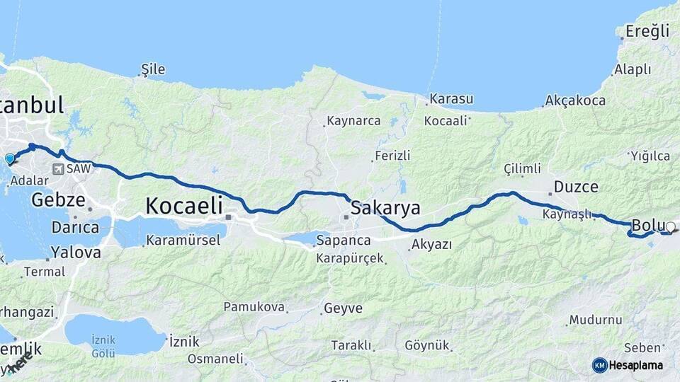 Maltepe Bolu Arası Kaç Km - Yol Tarifi