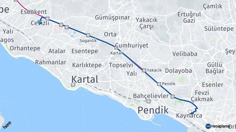 Cevizli Kaynarca Arası Kaç Km - Yol Tarifi