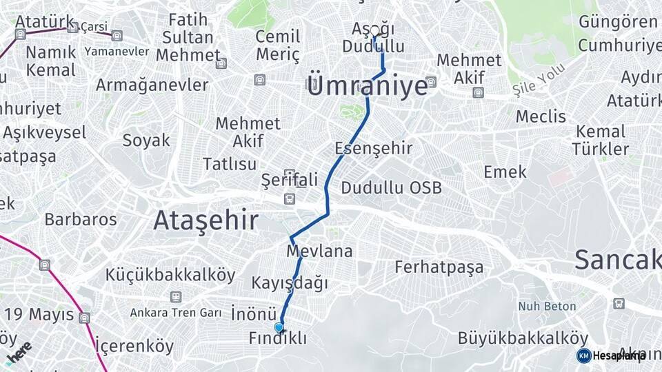 Fındıklı Aşağı Dudullu Arası Kaç Km - Yol Tarifi