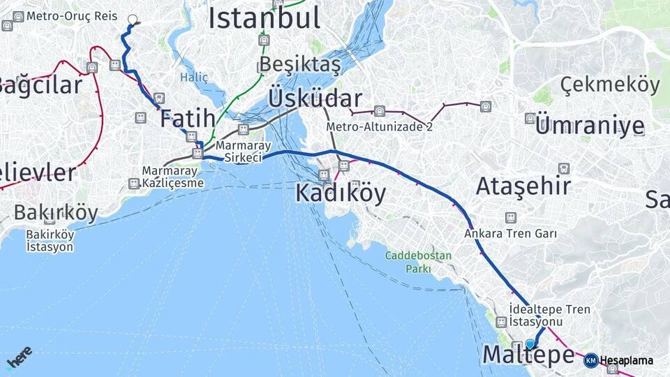 İstanbul Maltepe Gaziosmanpaşa Arası Kaç Km - Yol Haritası