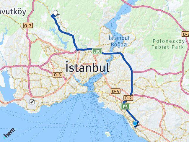 İstanbul Maltepe Göktürk Eyüpsultan Arası Kaç Km - Yol Haritası