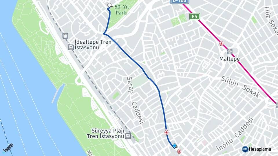 İstanbul Maltepe İdealtepe Maltepe Arası Kaç Km - Yol Haritası