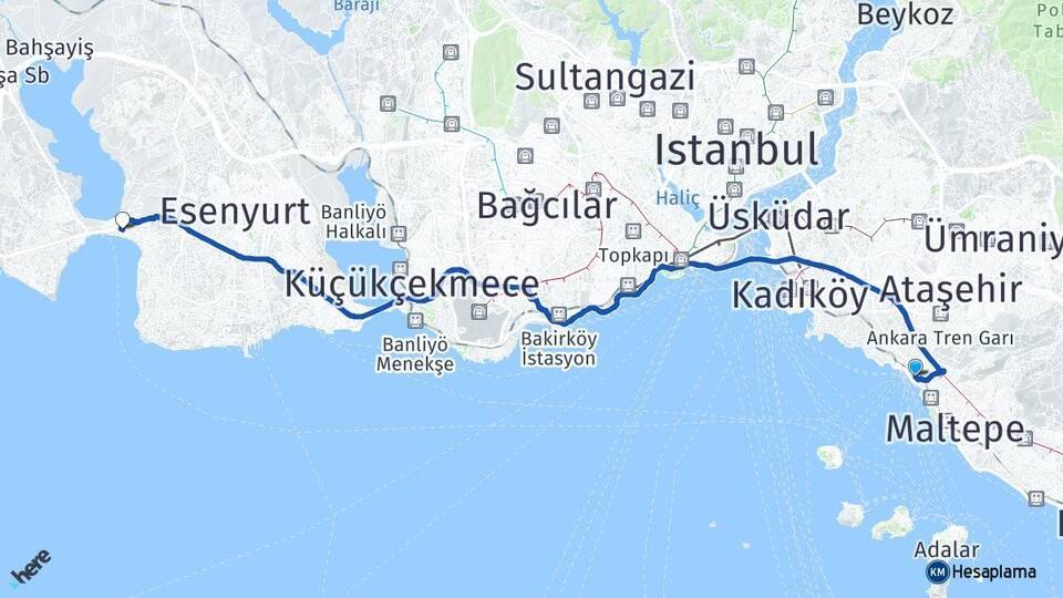 Küçükyalı Büyükçekmece Arası Kaç Km - Yol Tarifi
