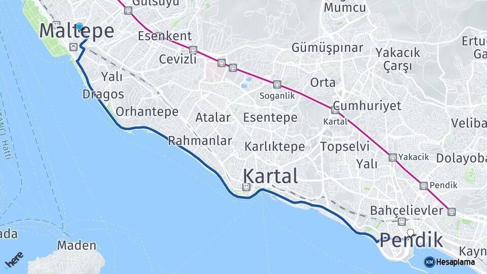 İstanbul Maltepe Pendik Arası Kaç Km - Yol Haritası