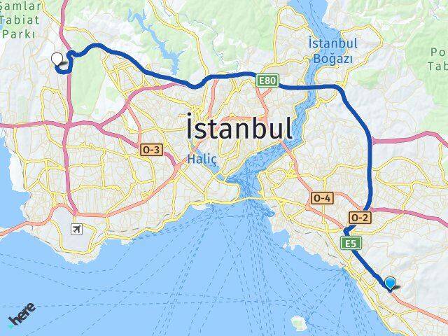 İstanbul Maltepe Zümrütevler Başakşehir Arası Kaç Km - Yol Haritası