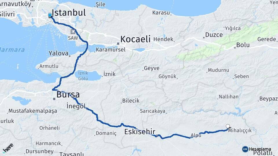 İstanbul Mihalıççık Arası Kaç Km - Yol Tarifi