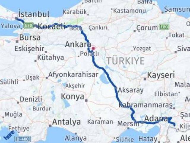 İstanbul Musabeyli Kilis Arası Kaç Km - Yol Haritası