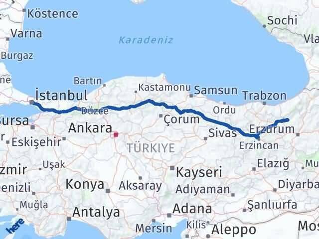 İstanbul Pazaryolu Arası Kaç Km - Yol Tarifi