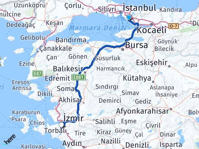 İstanbul Pendik Adnan Menderes Havalimanı Arası Kaç Km - Yol Haritası