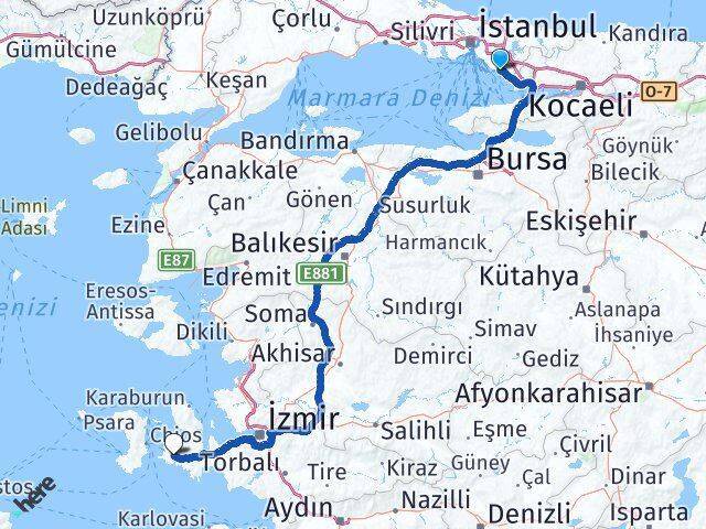 Bahçelievler Alaçatı Arası Kaç Km - Yol Tarifi