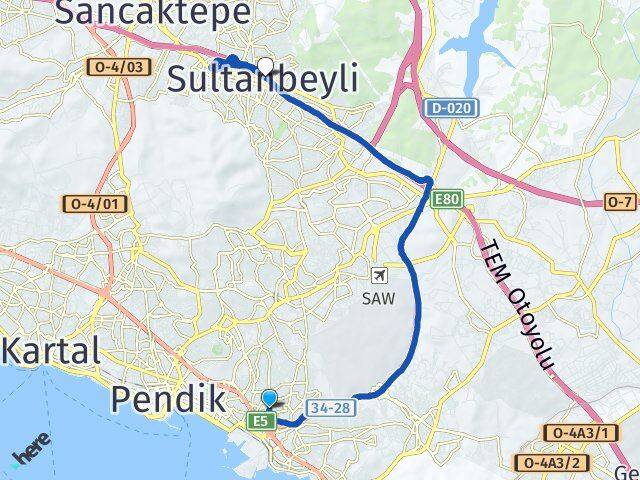 Çamçeşme Sultanbeyli Arası Kaç Km - Yol Tarifi
