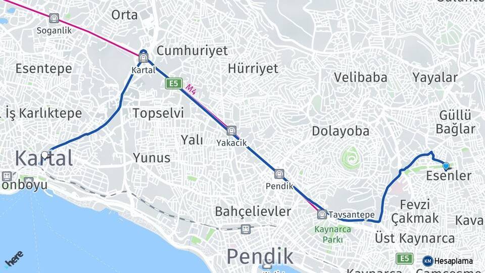 Esenler Kartal Arası Kaç Km - Yol Tarifi