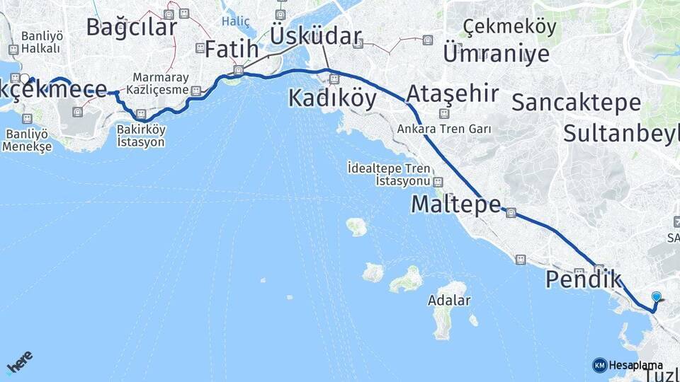 Esenyalı Küçükçekmece Arası Kaç Km - Yol Tarifi