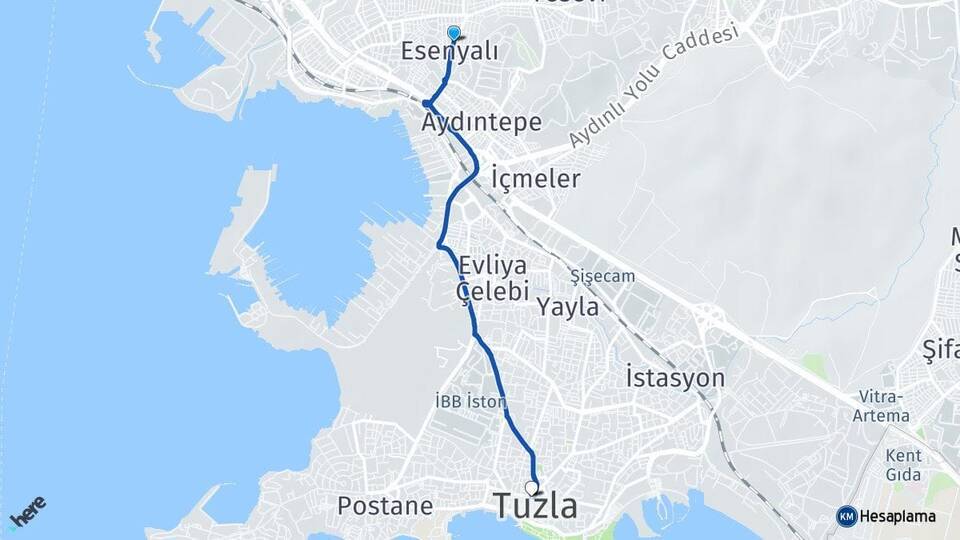 Esenyalı Tuzla Arası Kaç Km - Yol Tarifi