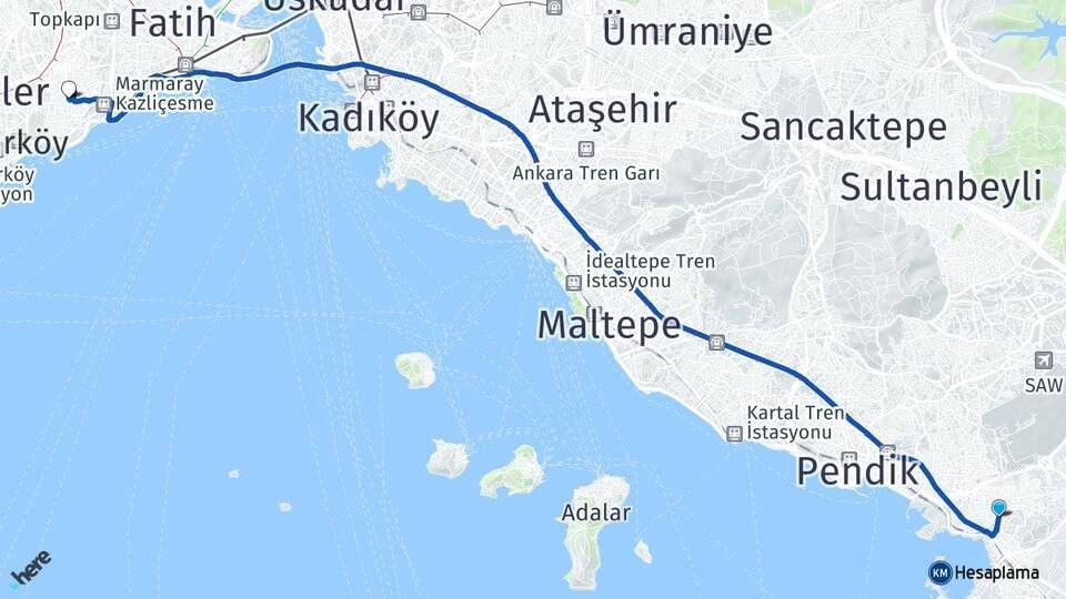 Esenyalı Zeytinburnu Arası Kaç Km - Yol Tarifi