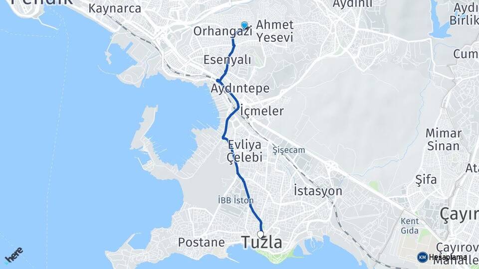 İstanbul Pendik Fatih Tuzla Arası Kaç Km - Yol Haritası