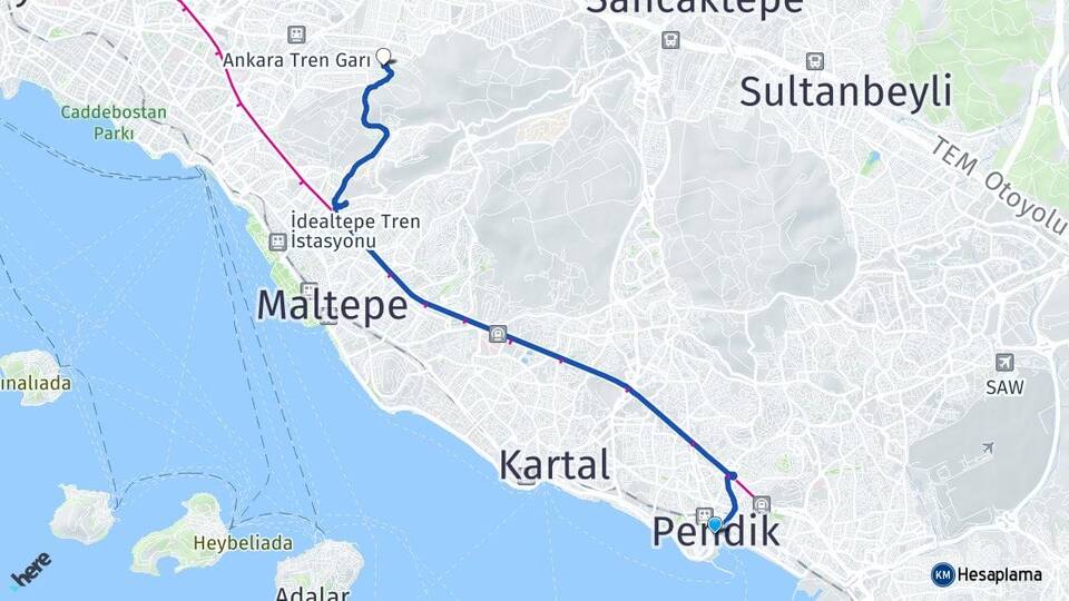 İstanbul Pendik Fındıklı Maltepe Arası Kaç Km - Yol Haritası