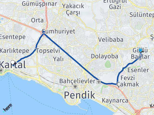 Güllü Bağlar Kartal Arası Kaç Km - Yol Tarifi