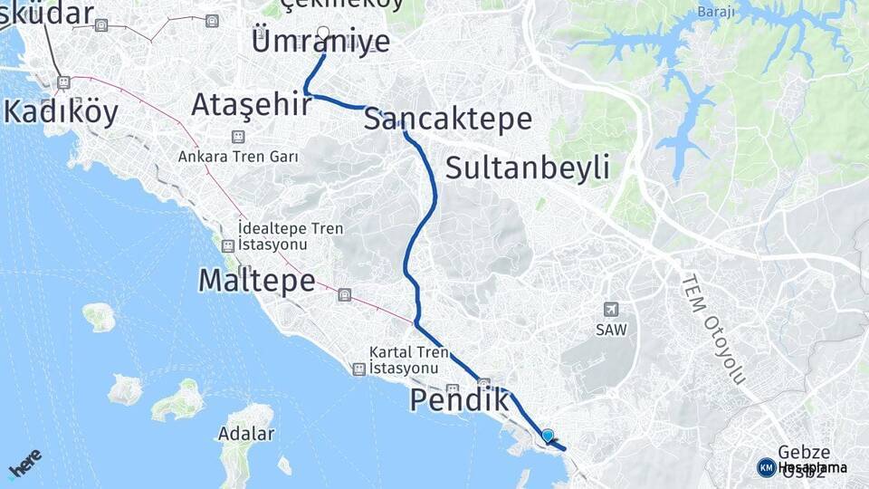 Güzelyalı Ümraniye Arası Kaç Km - Yol Tarifi