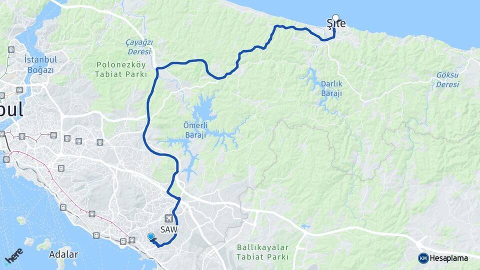 İstanbul Pendik Kavakpınar Şile Arası Kaç Km - Yol Haritası