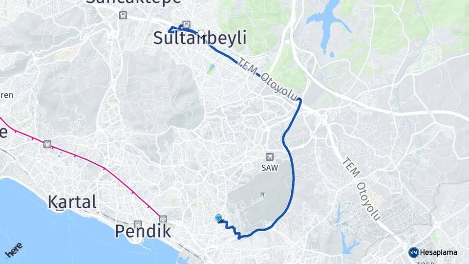 İstanbul Pendik Kavakpınar Sultanbeyli Arası Kaç Km - Yol Haritası