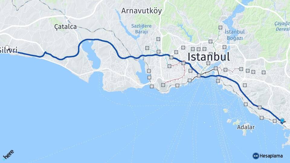 İstanbul Pendik Kaynarca Silivri Arası Kaç Km - Yol Haritası