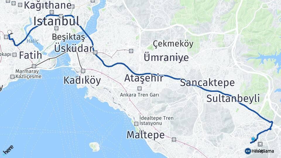 Kurtköy Bayrampaşa Arası Kaç Km - Yol Tarifi