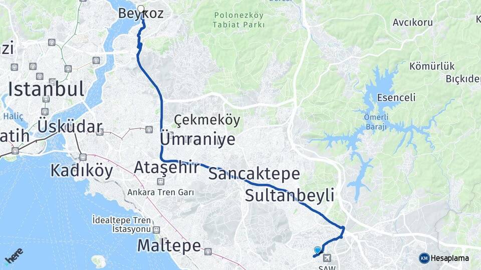 İstanbul Pendik Kurtköy Beykoz Arası Kaç Km - Yol Haritası