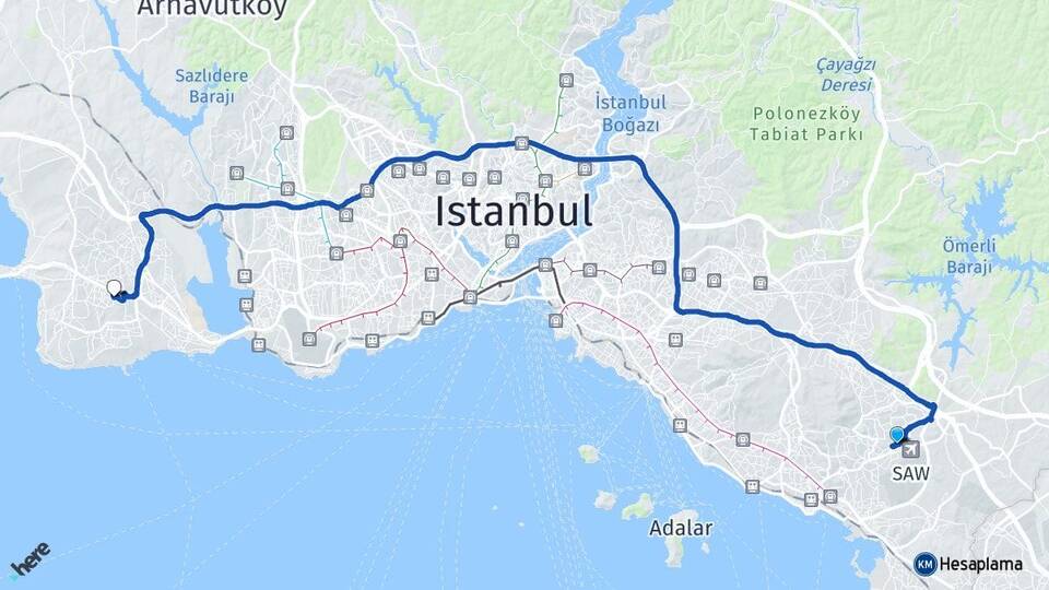 İstanbul Pendik Kurtköy Beylikdüzü Arası Kaç Km - Yol Haritası