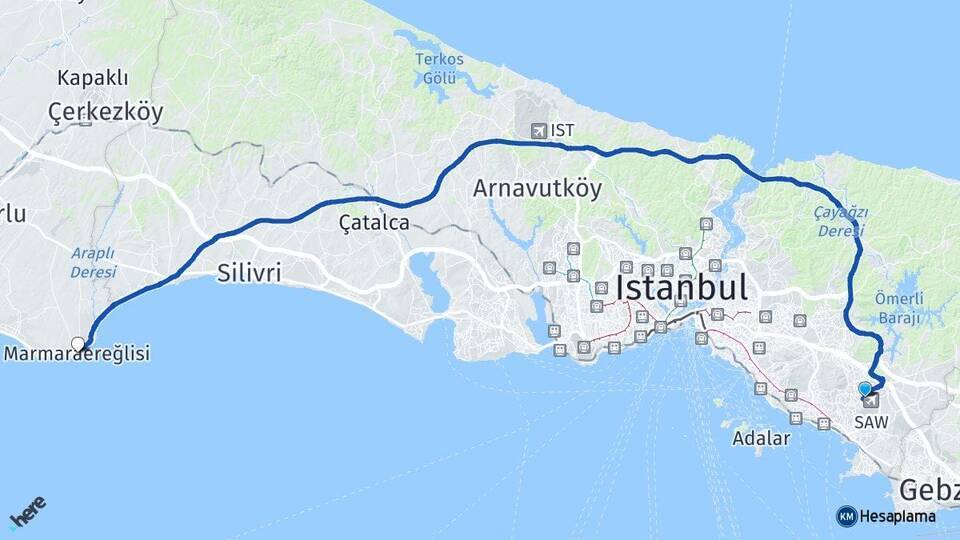 Kurtköy Marmaraereğlisi Arası Kaç Km - Yol Tarifi