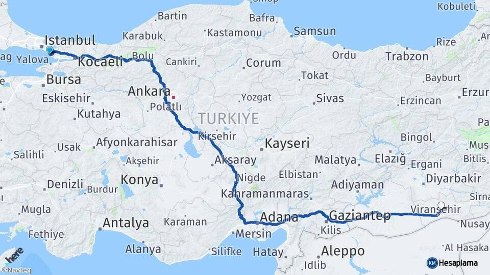 İstanbul Pendik Mardin Arası Kaç Km - Yol Haritası
