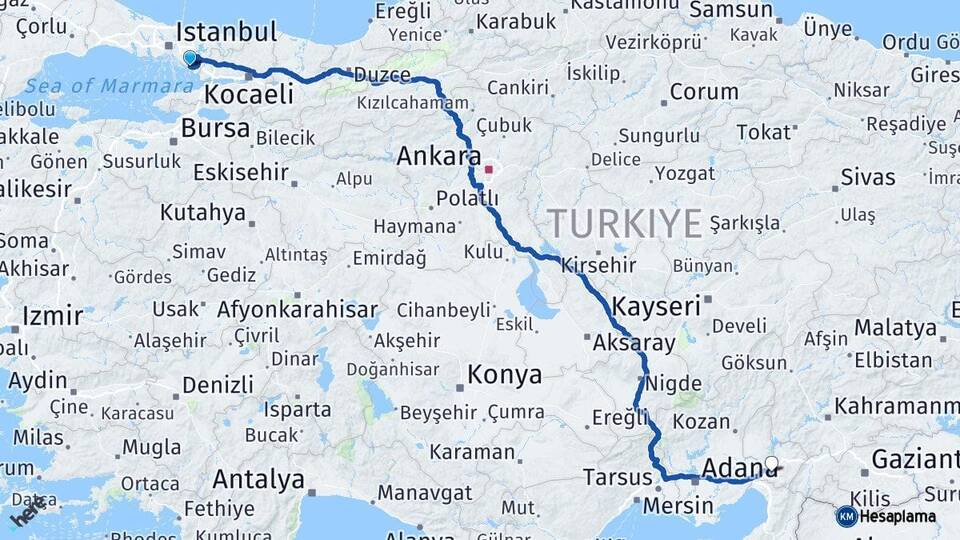 İstanbul Pendik Osmaniye Arası Kaç Km - Yol Haritası