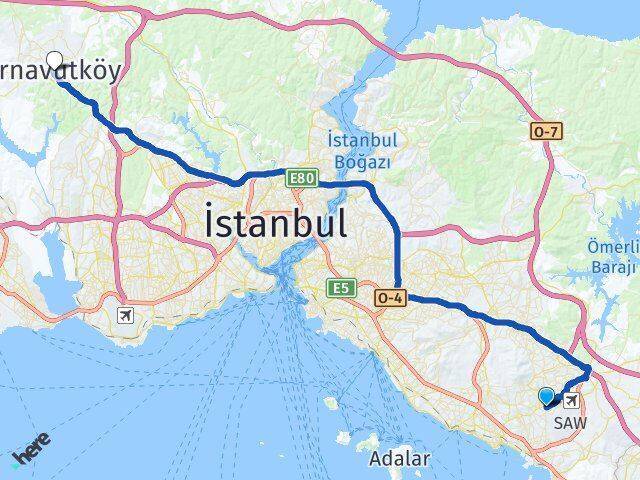 Şeyhli Arnavutköy Arası Kaç Km - Yol Tarifi