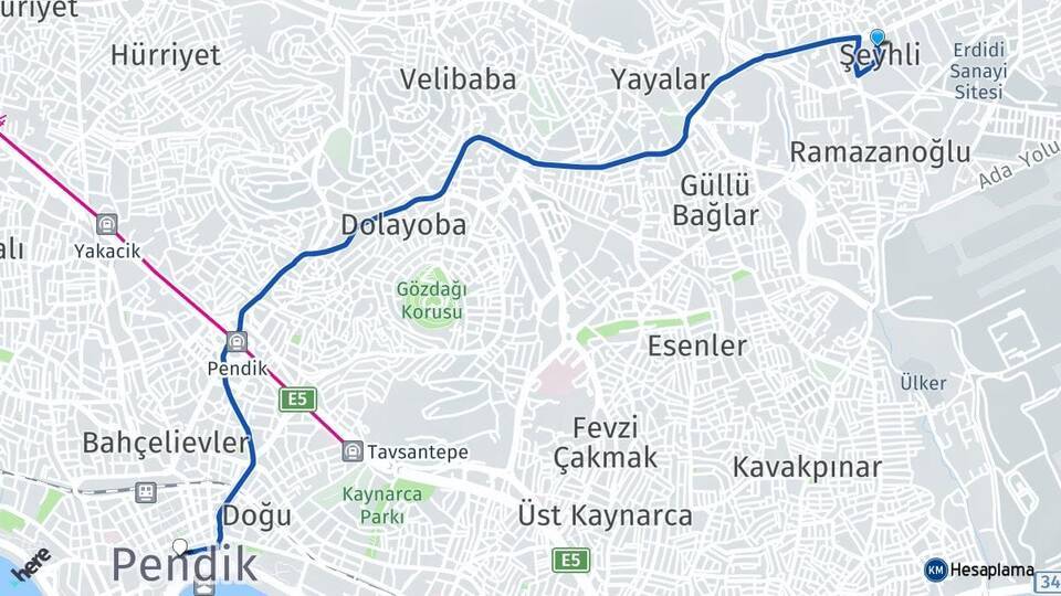 Şeyhli Pendik Arası Kaç Km - Yol Tarifi