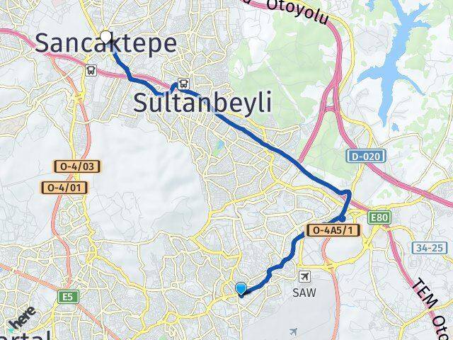 Şeyhli Sancaktepe Arası Kaç Km - Yol Tarifi