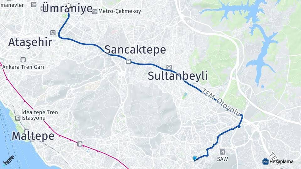 Şeyhli Ümraniye Arası Kaç Km - Yol Tarifi