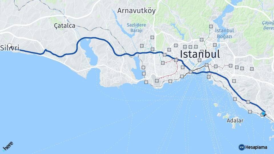 İstanbul Pendik Silivri Arası Kaç Km - Yol Haritası