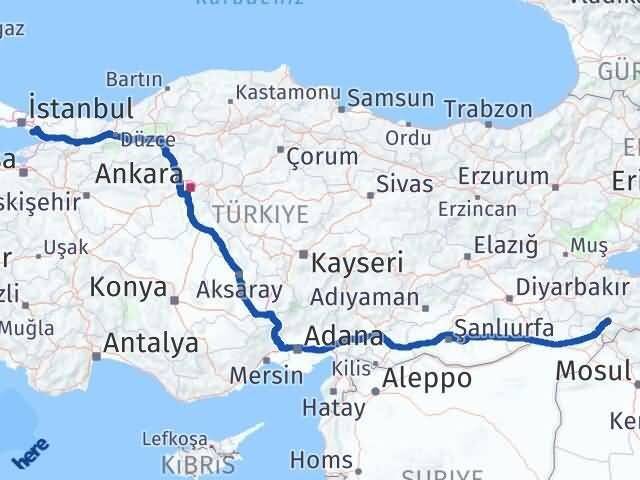 İstanbul Pendik Şırnak Arası Kaç Km - Yol Haritası