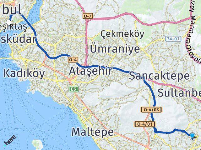 Sülüntepe Beşiktaş Arası Kaç Km - Yol Tarifi